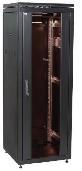 Шкаф сетевой 19дюйм ITK LINEA N 38U 600х600 мм стеклянная передняя дверь, задняя металлическая черный