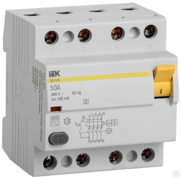 Выключатель дифференциального тока (УЗО) ВД1-63 4Р 50А 100мА А