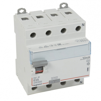 Выключатель дифференциального тока (УЗО) 4п 63А 30мА DX3 АC N справа