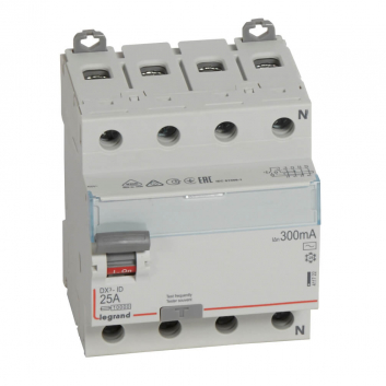 Выключатель дифференциального тока (УЗО) DX3 4П 25А АC 500мА N справа