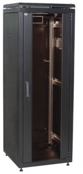 Шкаф сетевой 19 ITK LINEA N 24U 600х800мм стеклянная передняя дверь черный