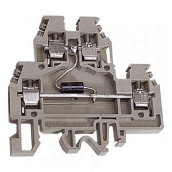 Зажим проходной двухуровневый серый DAS.4/ D5 бежевый 4 кв.мм с диодом между уровнями 5 В QUADRO