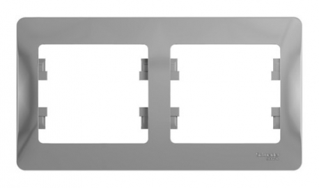 GLOSSA Рамка горизонтальная 2 поста алюминий