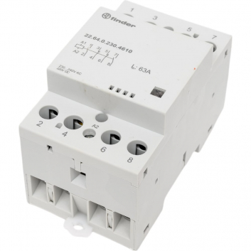 Контактор модульный 63А 2NO+2NC катушка 230В AC/DC механический индикатор AC/DC AgSnO2