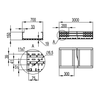 Лоток лестничный с неперфорированным дном LHT 700х150 L=3м S=2.0мм горячеоцинкованный