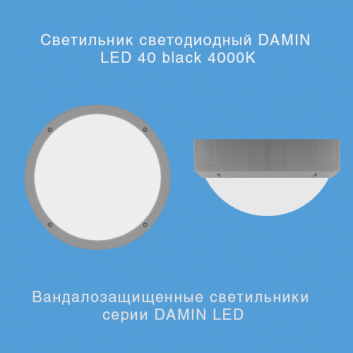 Светильник светодиодный DAMIN LED 40 black 4000K