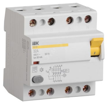 Выключатель дифференциального тока (УЗО) ВД1-63 4Р 32А 30мА А